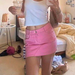 Evisu pink denim skirt